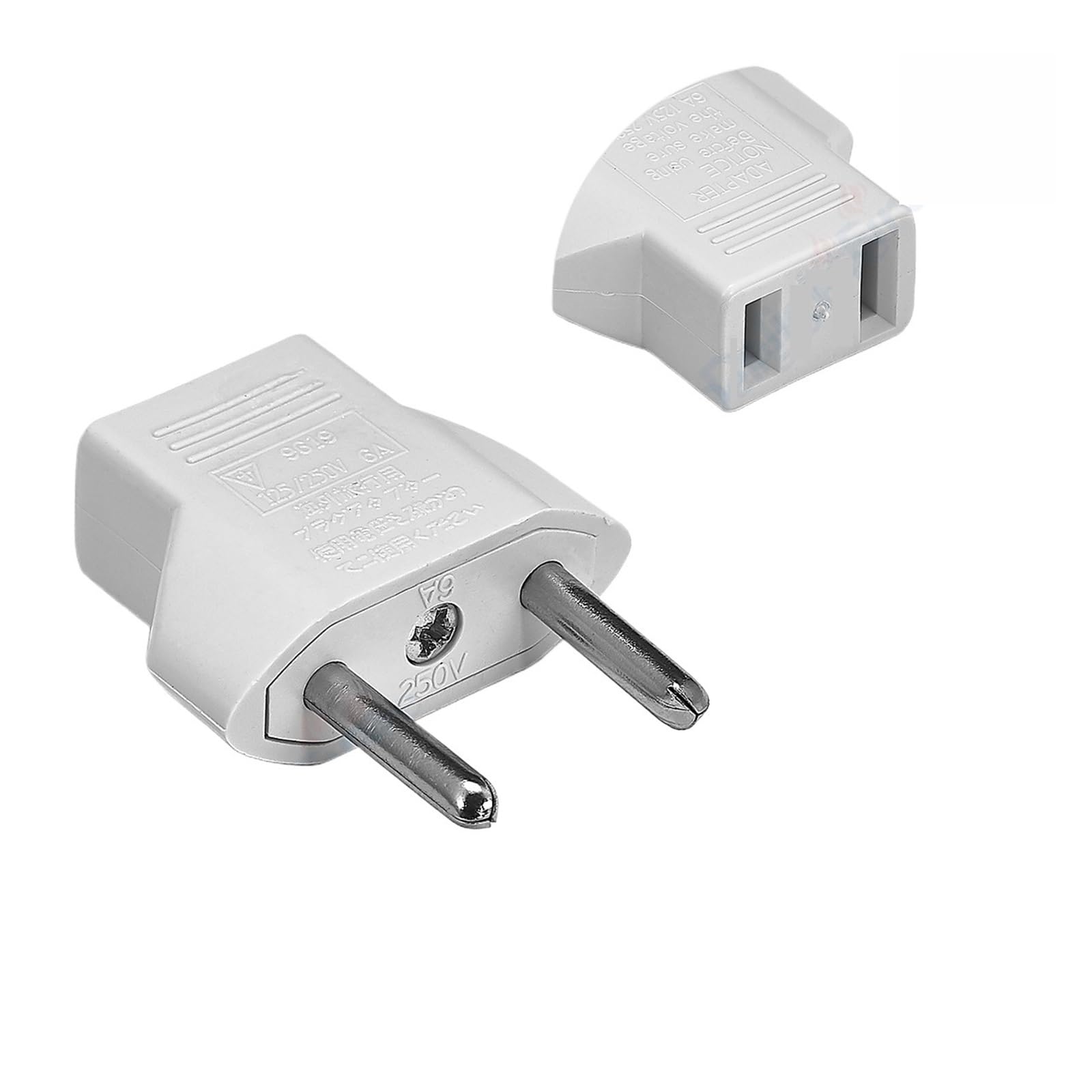 QXCIVR Plug adapters 1-100pcs U+S/E+U Outlet U+S to E+U Software Adapter 2pin 4.0mm Travel Adapter E+U to U+S Software Power Adapter Converter Electric Outlet(100 pcs,EU Plug White)