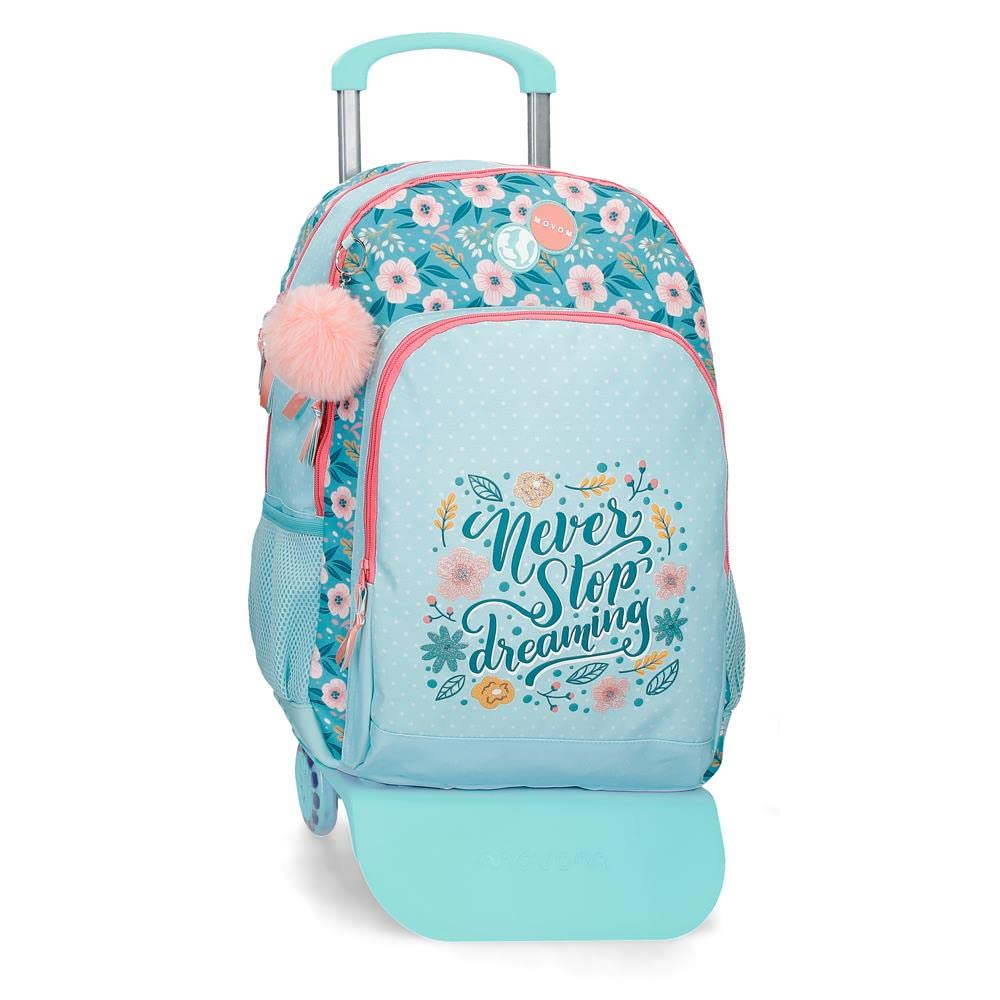 MOVOM Never Zaino Piccolo - Poliestere, Con Pompon Rosa, Ideale Per Ogni Giorno