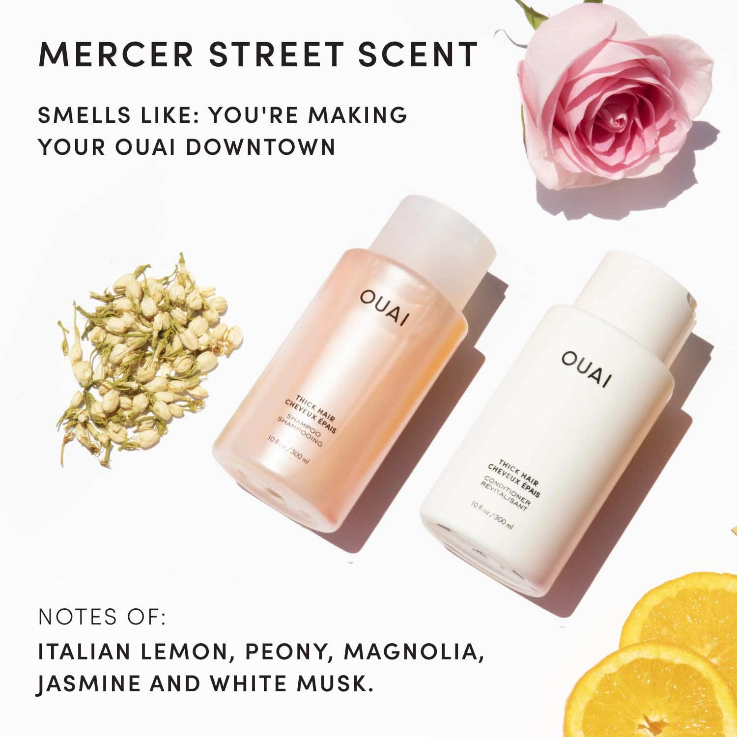 OUAI Thick Shampoo + Conditioner Set. Free from Sulfates (10 oz Each)