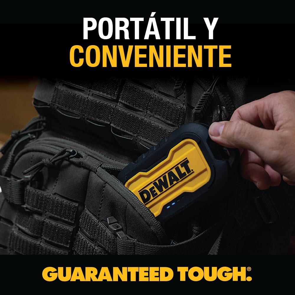 DEWALT Power Bank Resistente de Uso Intensivo, Batería Externa Portátil 10.000 mAh con Puerto USB-C, Cargador de Viaje y Trabajo para iPhone 17/16 Plus Pro MAX, iPhone 15/14/13, Samsung Galaxy | Batería con puerto USB-C para iPhone 17/16 Plus Pro Max, iPh