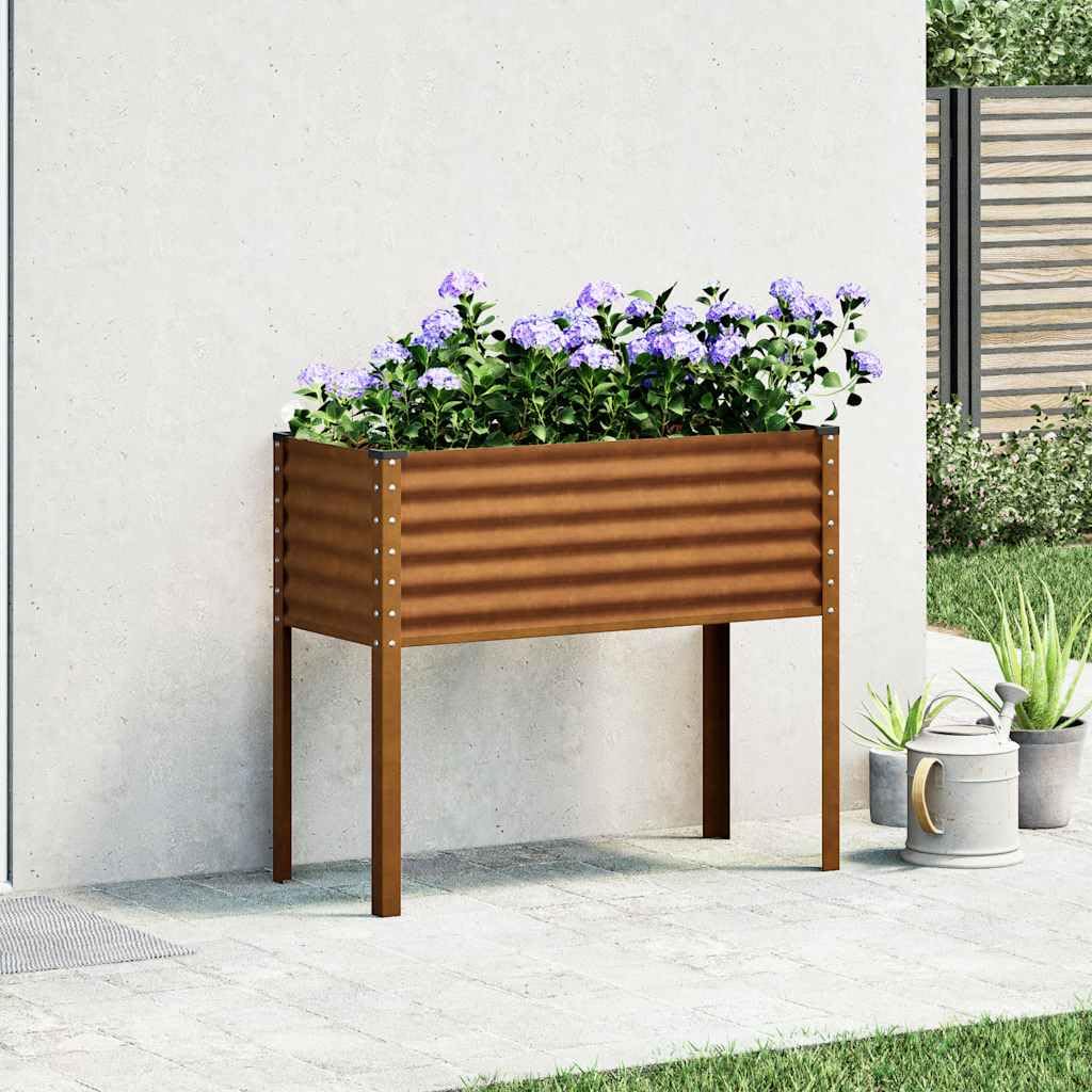 Macetero de jardín de acero Corten 100 x 41 x 90 cm para plantas flores hierbas aromáticas, maceta exterior resistente a los agentes atmosféricos con amplio espacio, decoración