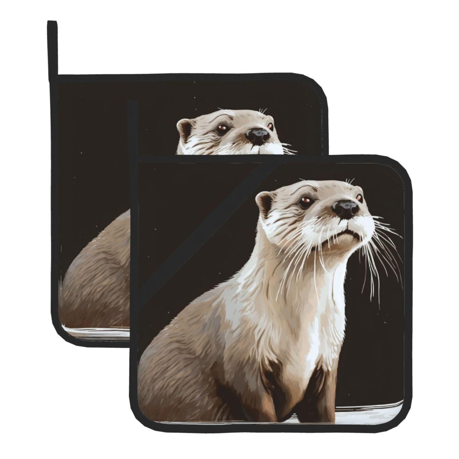 2Pcs Pot Holders for Kitchen Heat Resistant Potholder Otter Hot Pads for Countertops Oven Pot Holders for Cooking Baking Kitchen Hot Mat Trivet 8 inch Hot Pad