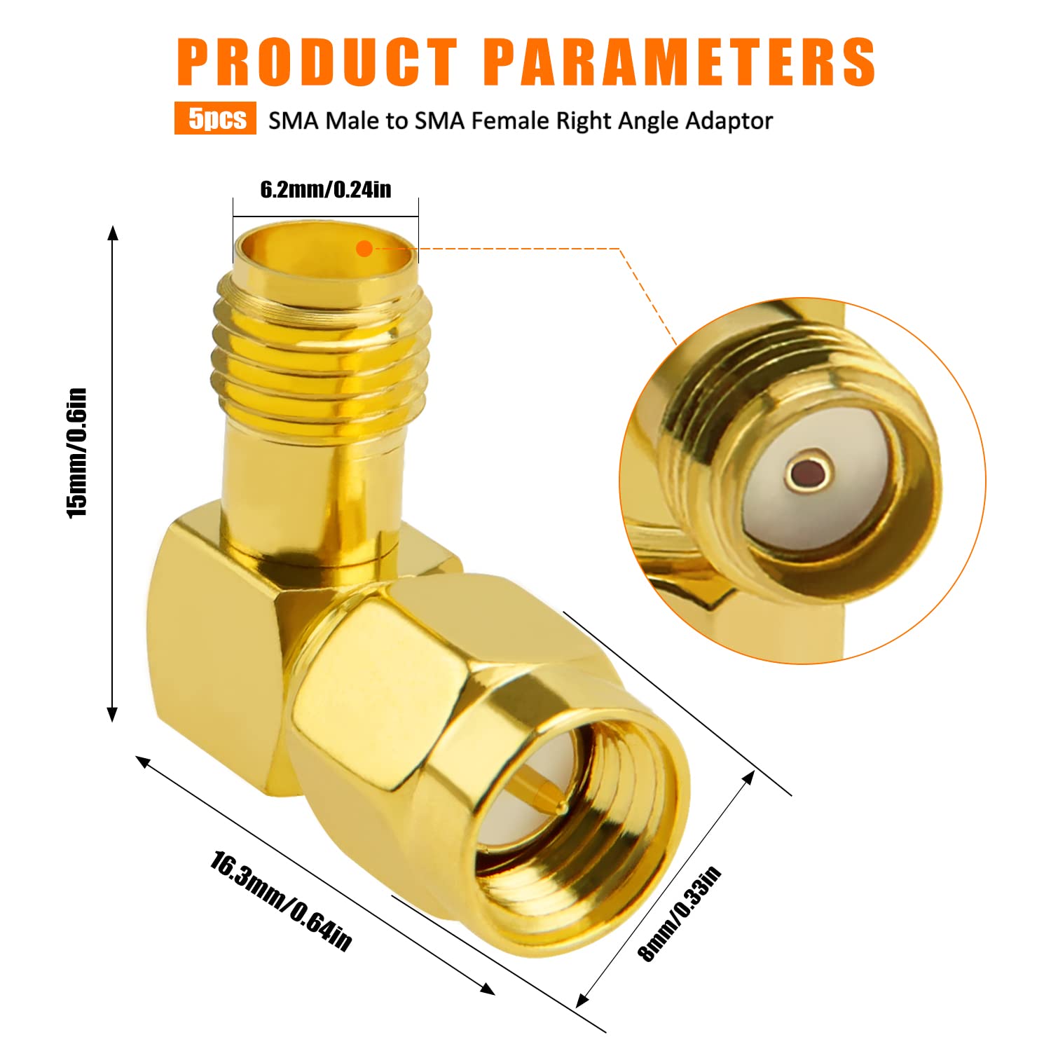 Adattatore Dorato Per Antenna WiFi 4G Adattatore SMA Femmina A RP-SMA Maschio, Pack Da 2 Pezzi - Per Antenne WiFi, 4G, 5G, LoRa, Placcatura In Oro Router Gsm - Foto 11