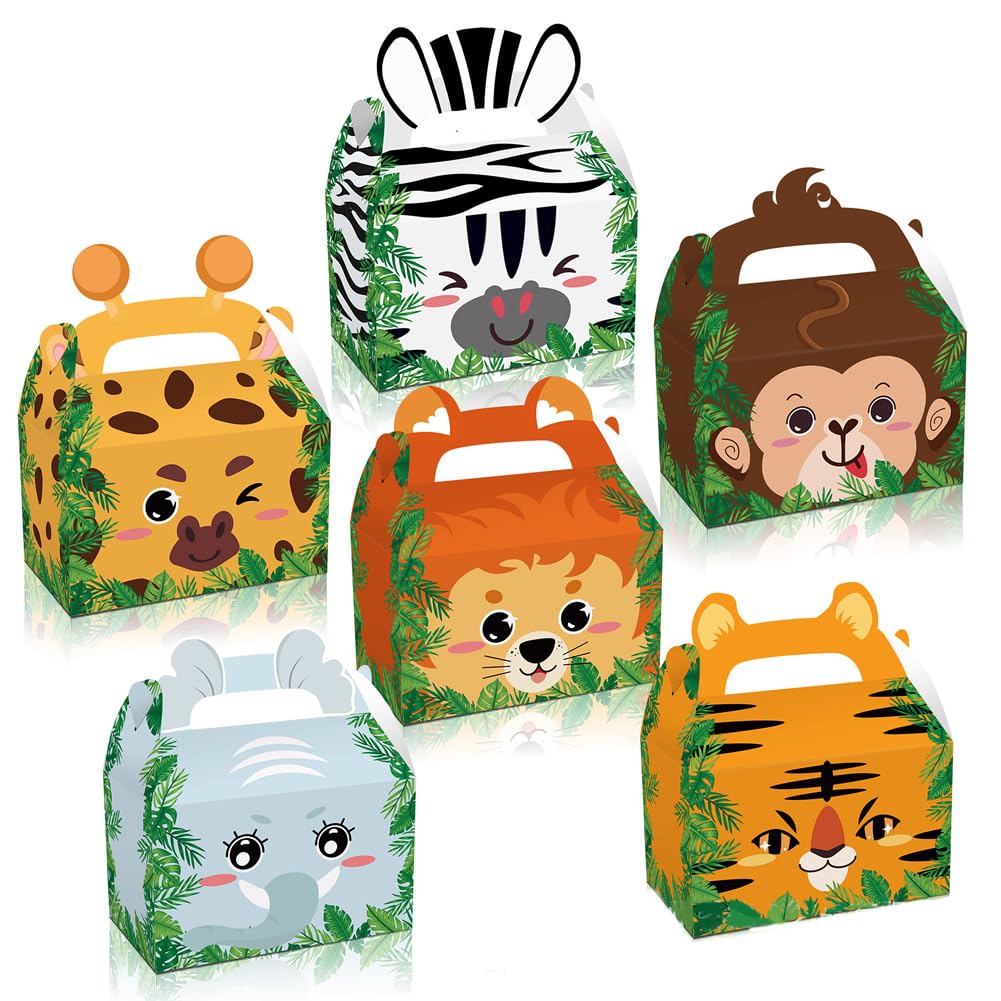 Sacchetti Per Feste A Tema Giungla E Animali - 12 Pezzi Con 18 Adesivi Sigillanti, Perfetti Per Caramelle Halloween E Regali Compleanno Bambini, 22x13x8 Cm