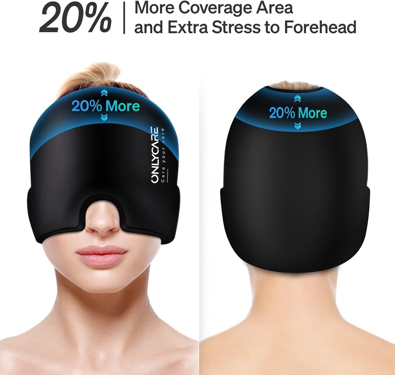 ONLYCARE Gorro de alivio de migraña, gorro calmante para aliviar el dolor de cabeza, envoltura de gel sin olor mejorada, terapia fría y caliente, paquete de hielo para dolor de cabeza para tensión y