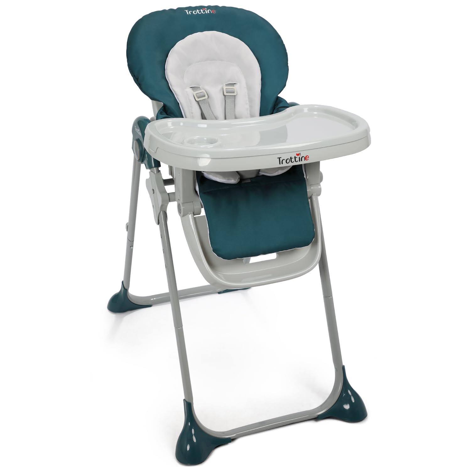 Trottine FARADAY 3 Chaise haute bébé multipositions avec réducteur, Inclinable, Hauteur réglable, Plateau coulissant avec surtablette amovible, Harnais 5-​points, Roulettes, Pliage compact - Cobalt