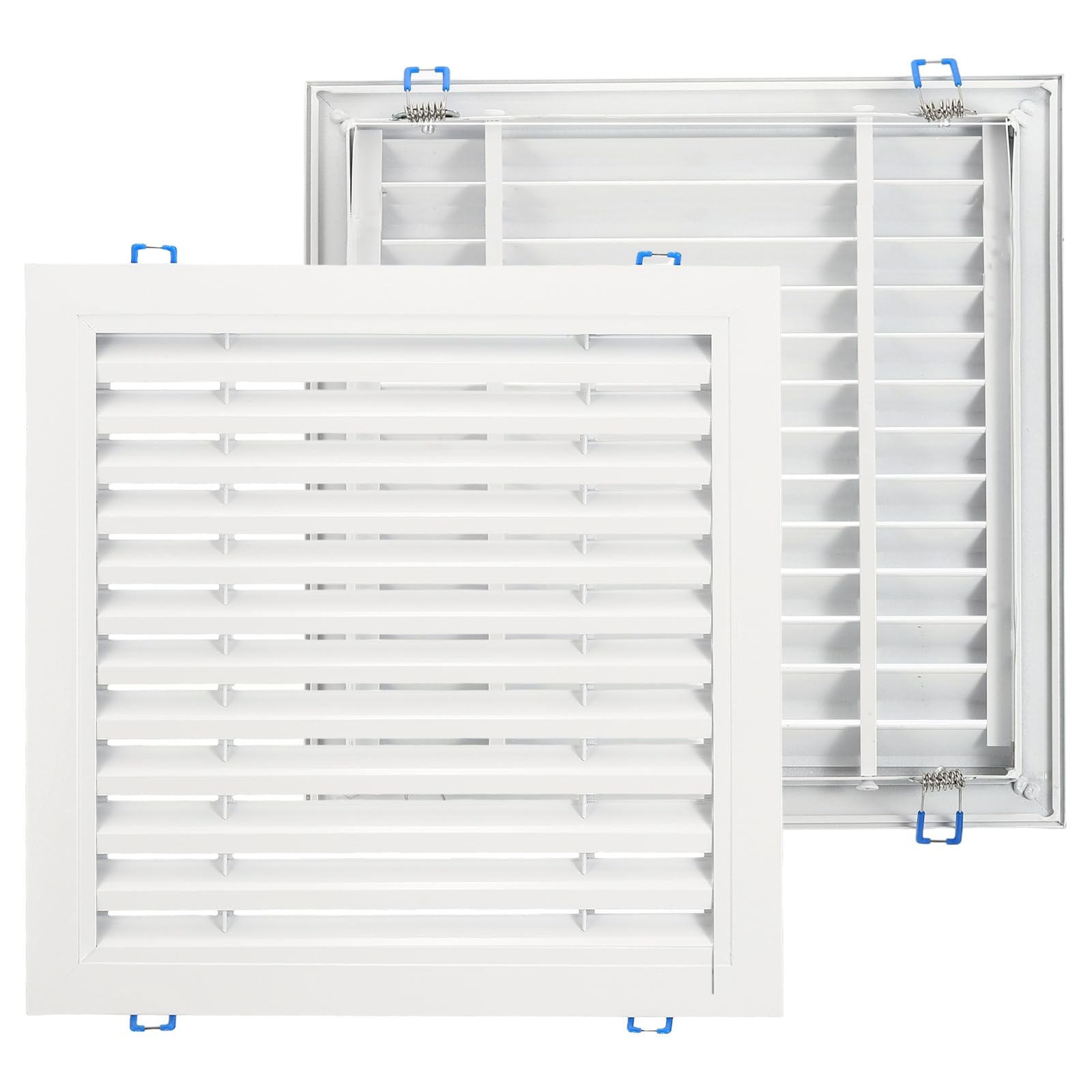 sourcing map 400 x 400mm Square Air Vent Cover, Spring-Lock Aluminum Alloy Rectangular Floor HVAC Air Vent Covers Return Grille Louver Wall Decorative Cap for Wall Ceiling Attic Doors Home