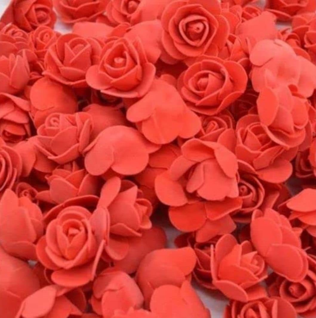 100 Pcs Rose Beads Resin Rose Flowers Beads Flatback Beads Acrylic Beads for Bracelet Jewelry Making Artificial Flower Head Artificial Foam Rose (RED-100 Pcs)-image-22