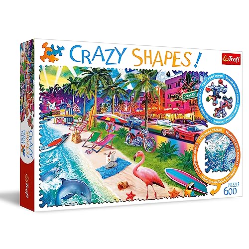 Trefl - Puzzle Crazy Shapes: Plage de Miami- 600 pièces - Puzzle aux Formes folles, Puzzle aux Bords irréguliers, Puzzles Originales, Divertissement créatif pour Adultes et Enfants à partir de 10 Ans