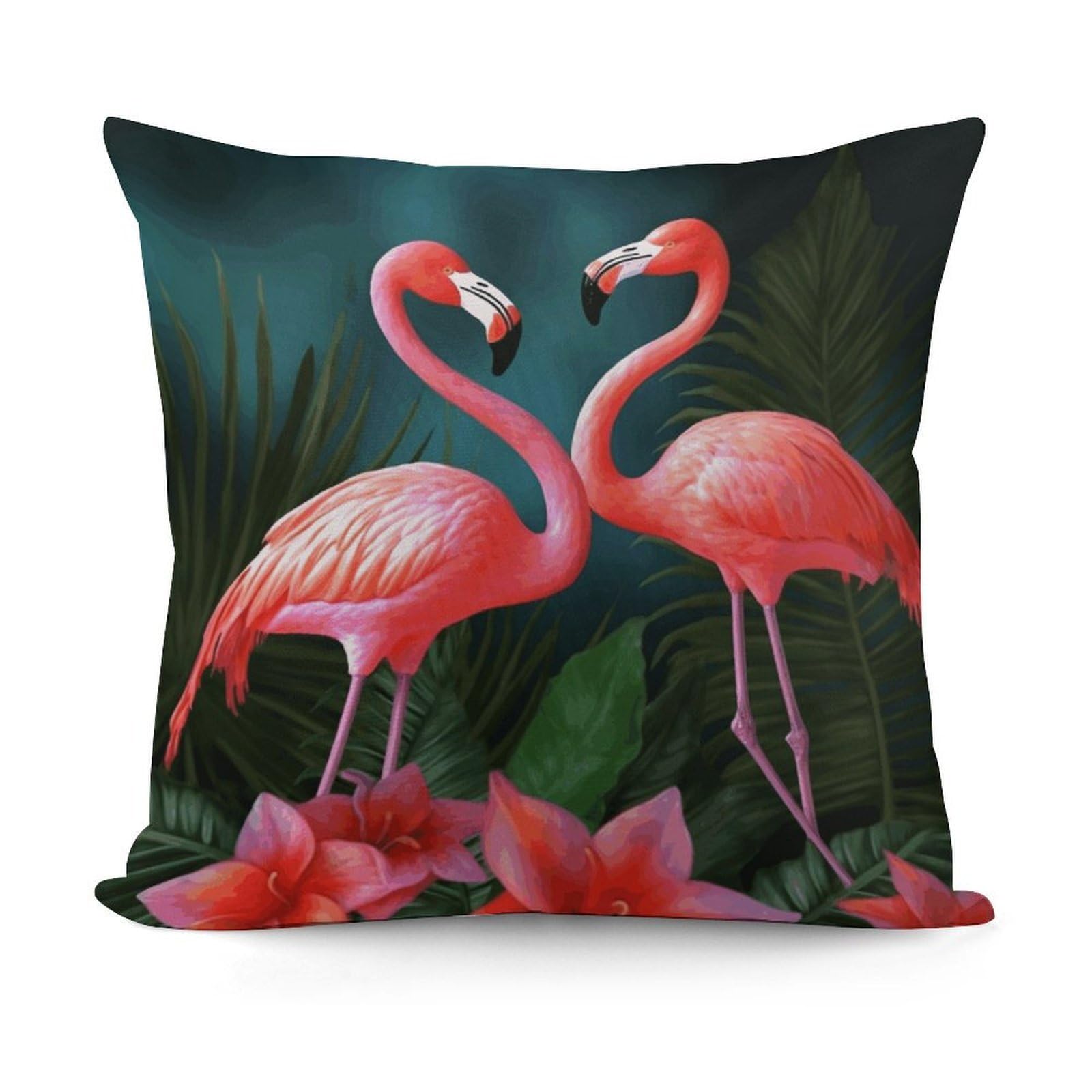 VstaDank Flamingo Flowers Throw Pillow Covers Fade-Resistant Plush Pillow Case Cozy Square Cushion Case Removable Pillowcase Exquisite Pillow Shams Soft Pillow Protector 18"x18"