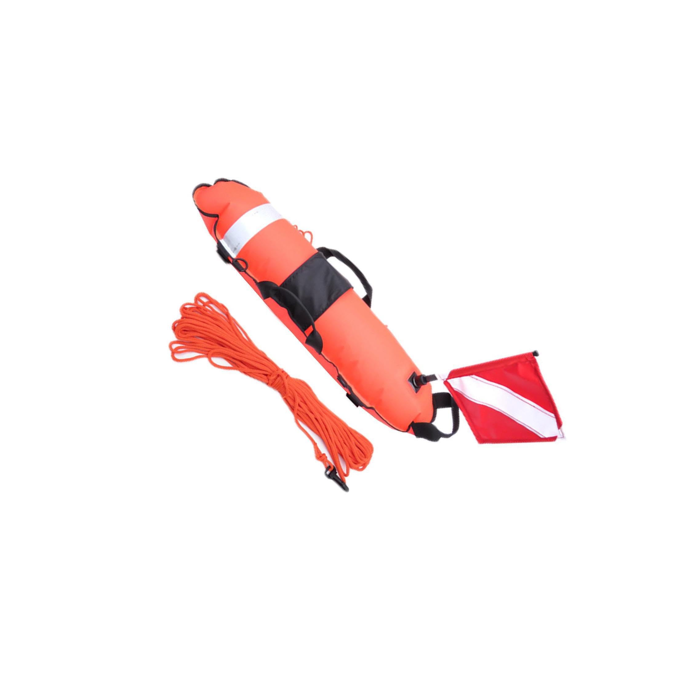 Boya de Buceo fiable, Equipo Esencial para buceadores y apneístas. Resistente y portátil. Boya de Buceo con inflado para señal de Seguridad en el