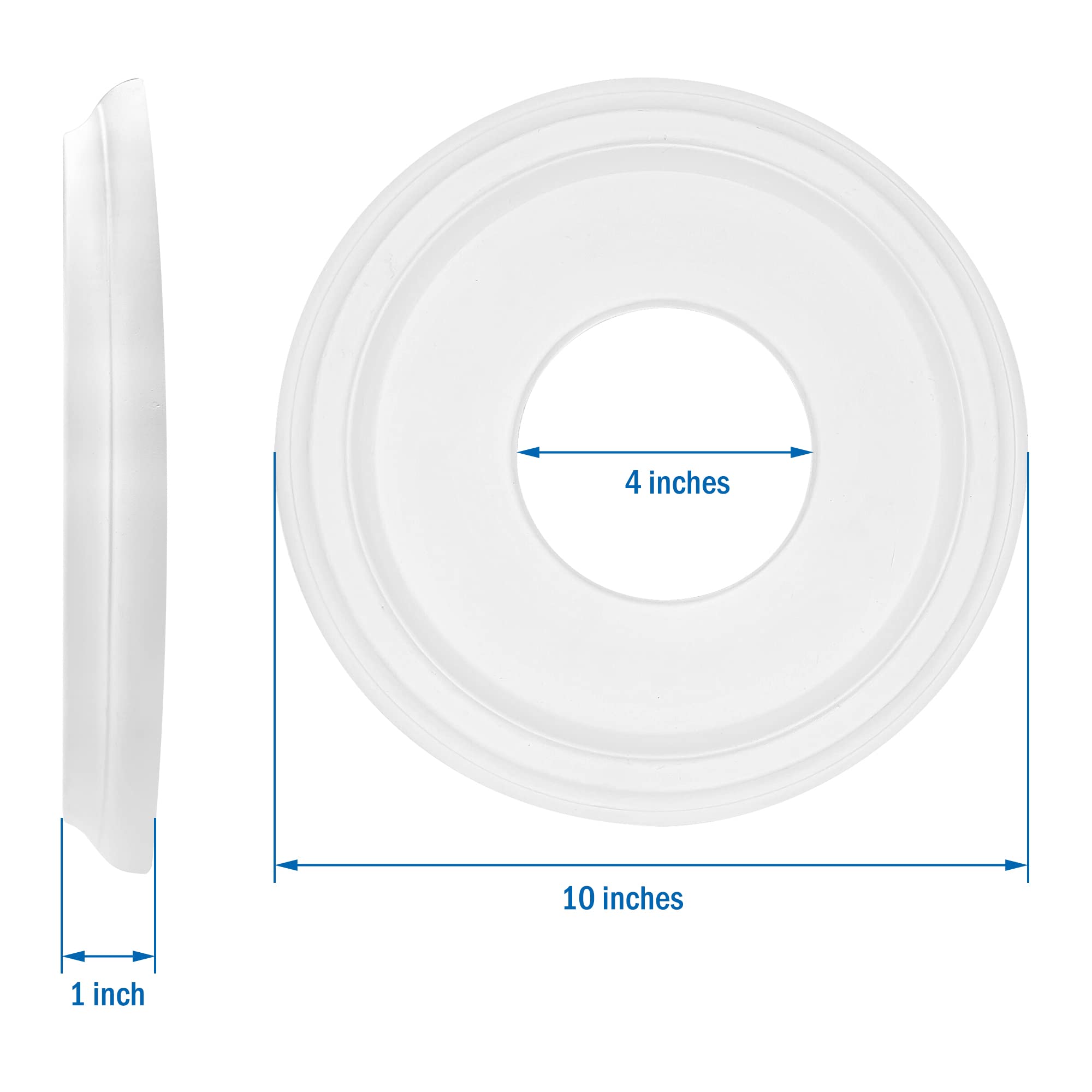 ECUDIS 2 Pack White Molded PU Ceiling Medallion,10" OD x 4" ID — Amazon image 3