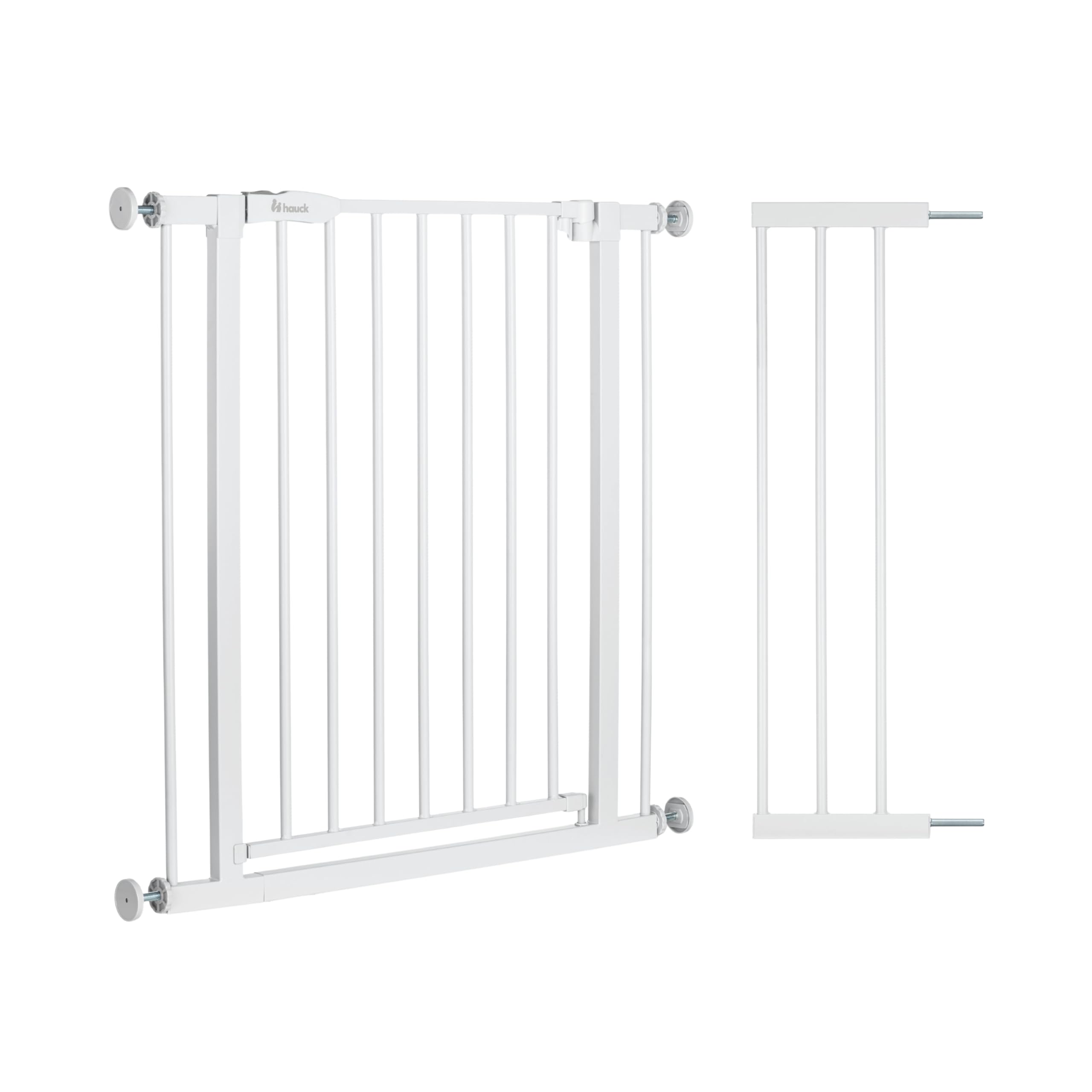 hauck Open N Stop 2 + Estensione da 21 cm, Grigio Scuro - Cancelletto per Bambini Cani, Larghezza Regolabile da 96 a 101 cm, Alto 77 cm, Apribile con una Mano in Entrambe Direzioni, Solo per Interno