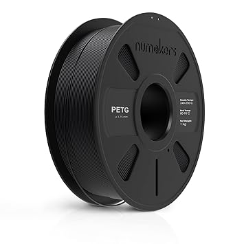 NUMAKERS PETG 3D Printer Filament, 1.75mm, Dimensional Accuracy +/- 0.05 mm, PETG 3D Printer Filament, 1 kg Spool (2.2 lbs), Compatible with Most FDM Printers (Black)