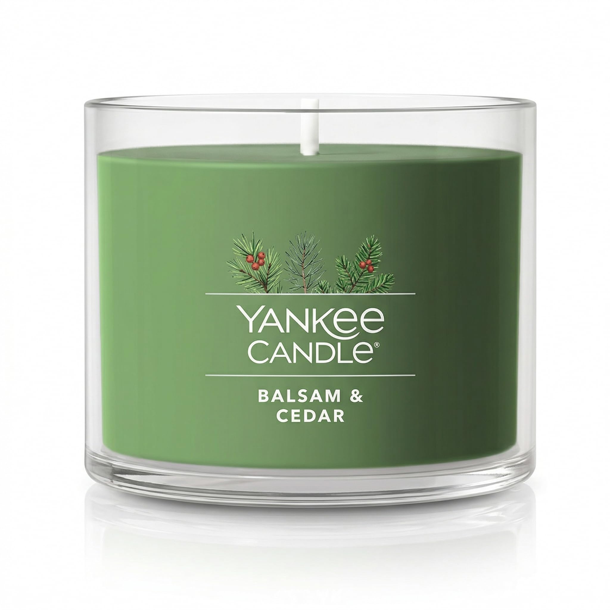 Yankee Candle Signature Lot de 4 mini bougies votives, parfum baume et cèdre, mélange de cire de soja naturelle avec mèche en fibre naturelle, pot en verre de 37 g