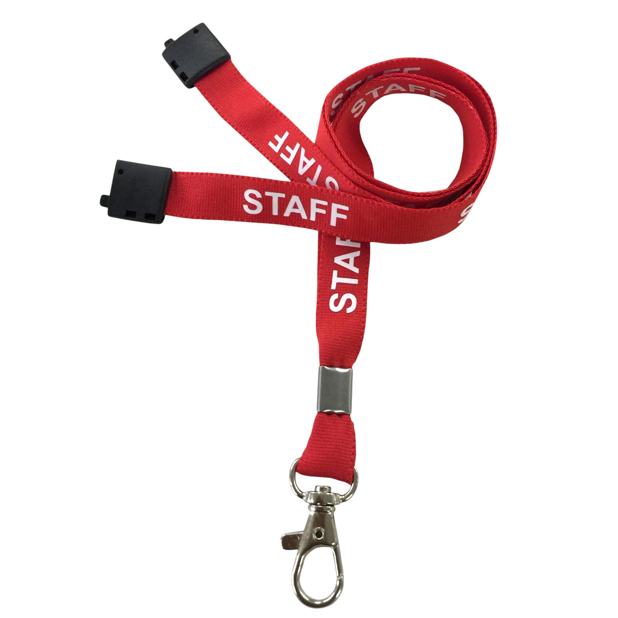 Customcard Ltd Red Staff Lanyard with Safety Break & Metal Clip - 45cm Drop, 15mm Width - Comfortable & Durable Staff Lanyards for Office, School & Events - Professional Red Design (Pack of 50)