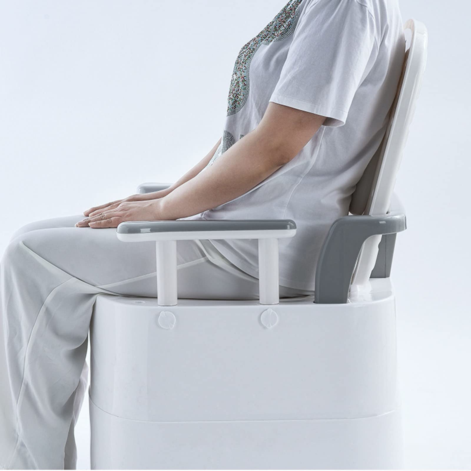 KLUFO Bariatric Commode Chair 500 Lbs Extra Wide, Bedside Commode with Padded Seat and Back Stand Alone Bed Side Commode and Over The Toilet Commode(White Pink)