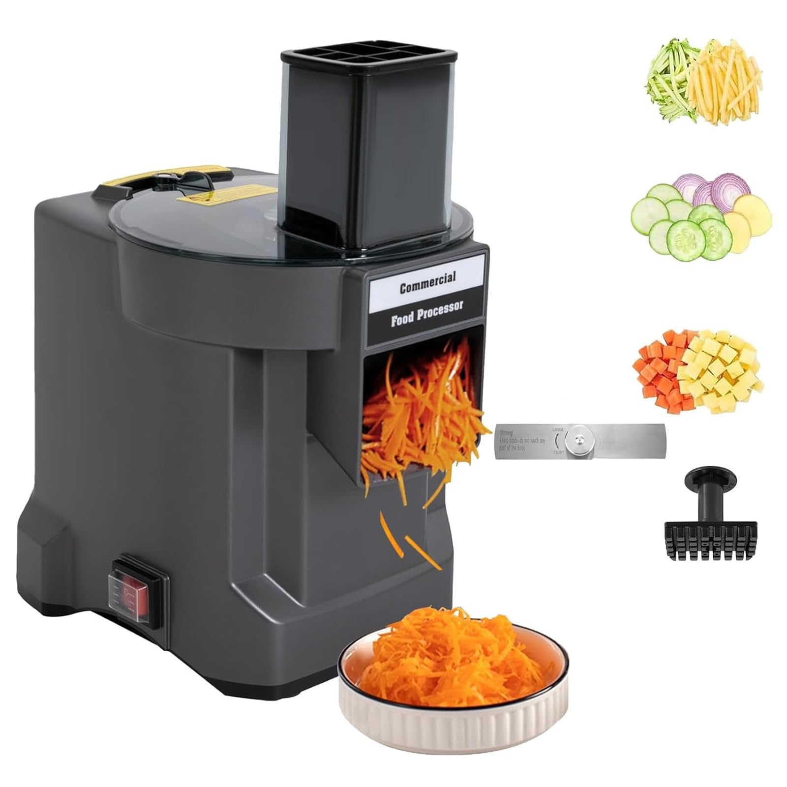 TsoLay Tritatutto Multifunzionale per Verdure, Robot da Cucina Professionale da 100 W con 3 Lame in Acciaio Inox, di Grande Diametro per Tagliare a Cubetti, Affettare E Grattugiare, per Cipolle