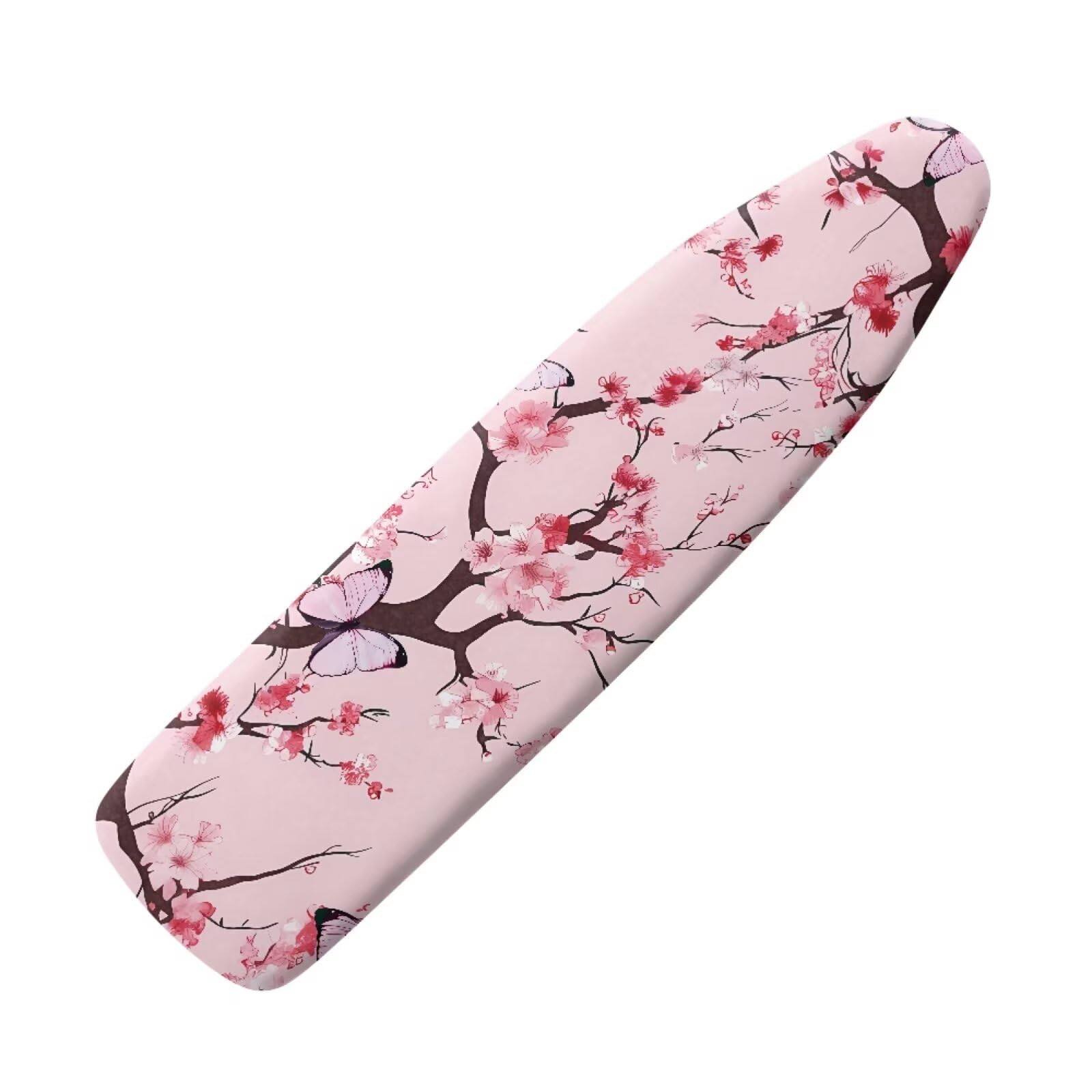 Ironing Board Cover Standard Size 15x54 inch, Hook and Loop Easy to Install and Stain Resistant Cherry Blossoms Butterfly Print