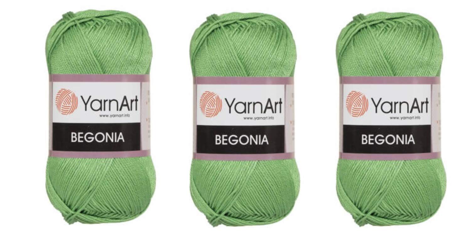 Yarn art Begonia 100% Mercerized Cotton, Lot of 3 Skein, Each 1.76 Oz (50g) / 185 Yrds (169m), Fine Sport: 2 (6332)