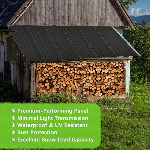 Galvanized Steel Roof Panels, Heavy Duty Roofing Panel, 60.63\" x 16.77\" (L x W) Roof Protector for Garages, Sheds, Stables and Mobile Homes, Black (25PCS, 176.5 ft²) - Thumbnail 4