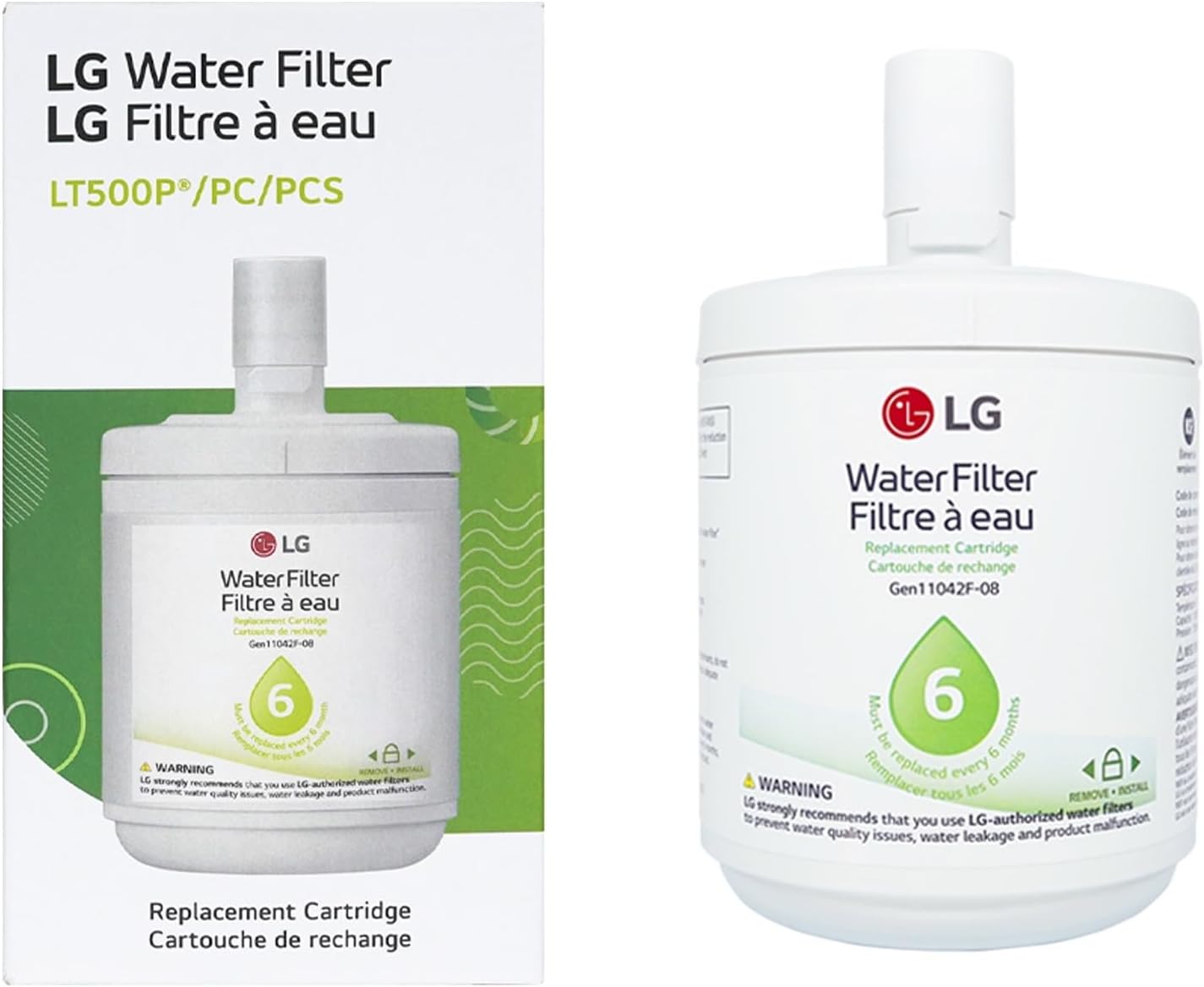 LG LT500P - 6 Month / 500 Gallon Capacity Replacement Refrigerator Water Filter (NSF42 ADQ72910911 , White