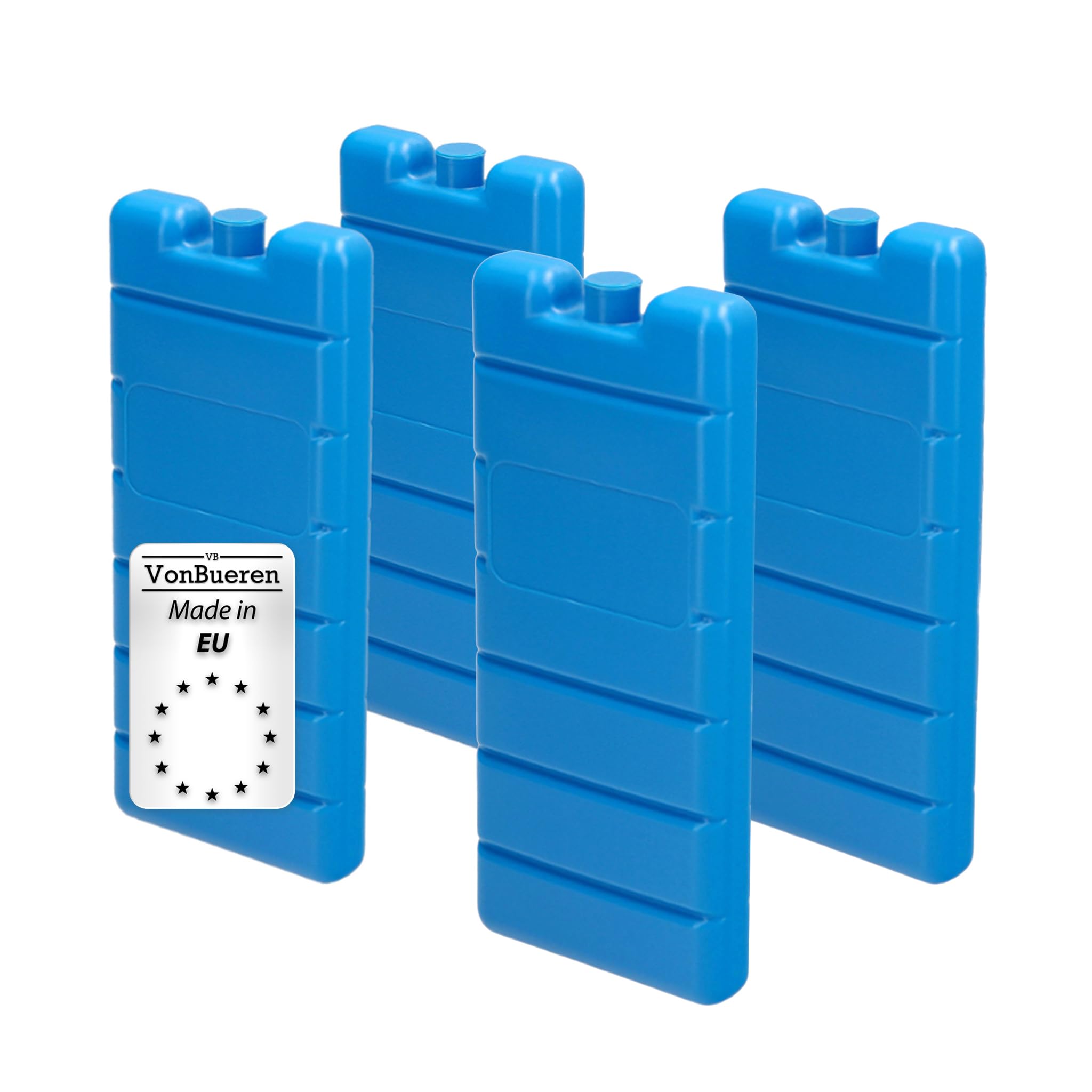 VonBueren 4 x ice packs for cool bag, 12 hours long cooling, each ice pack 200 g, 7.5 x 16.5 x 2 cm, also for cool box