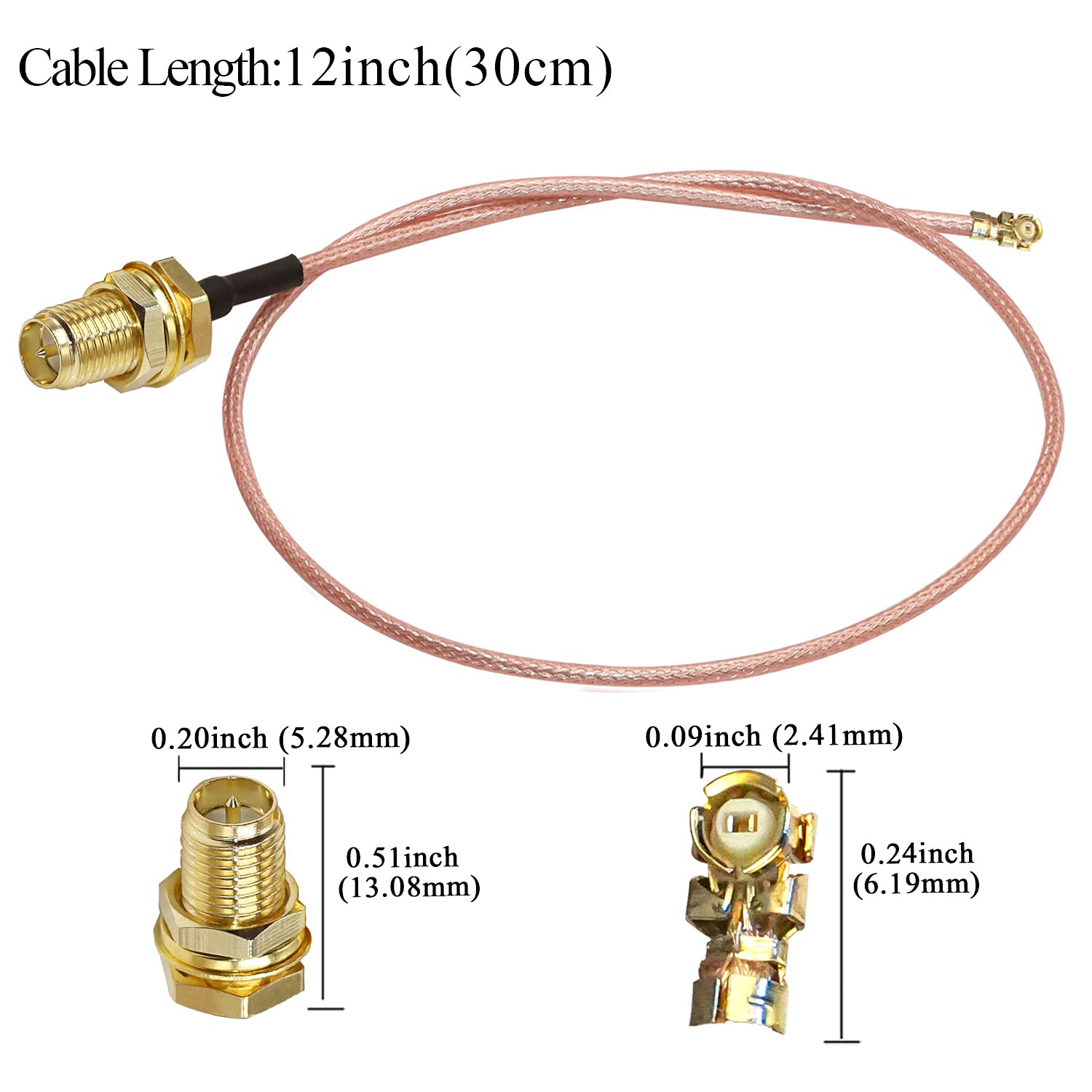 TUOLNK Câble coaxial RP-SMA vers IPX UFL U.FL MHF1 vers RPSMA Câble coaxial femelle en queue de cochon pour routeur Wifi Mini câble d'antenne d'extension PCI 12 pouces (30 cm) 5 pcs