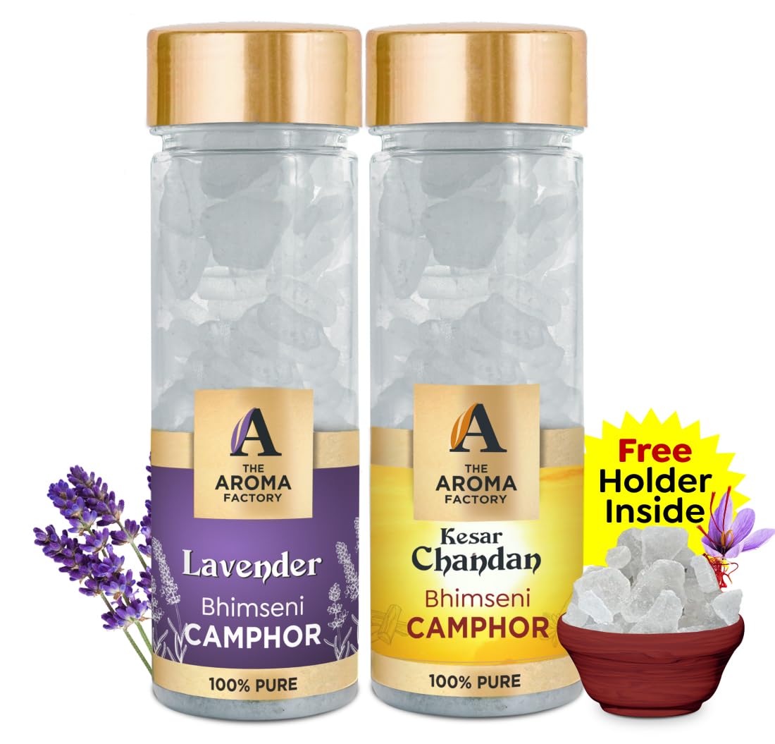 The Aroma Factory Pure Bhimseni Camphor, Lavender & Kesar Chandan, Zero Residue Kapoor with Fragrance for Pooja, Aarti Kapur | Bottle Pack of 2 x 80gm (B0CLVCGX22) Amazon Price History, Amazon Price Tracker