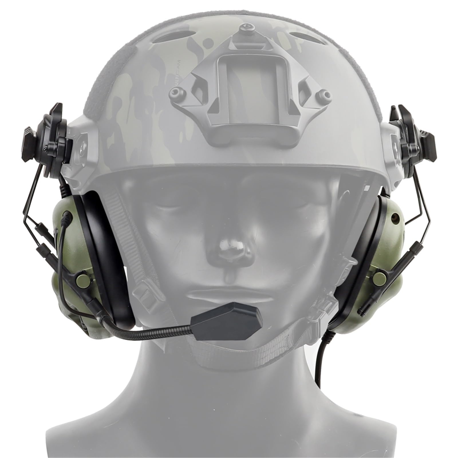 Cuffie da Tiro Tattiche con Modalità Casco e Adattatore per Guida ARC, Riduzione Del Rumore e Protezione per le Orecchie con Rilevamento Del Suono per Sport Airsoft