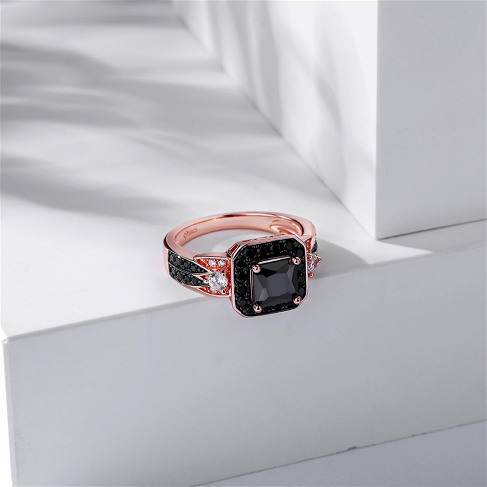 Jeulia Ring aus 925er Sterlingsilber Halo Prinzessin Schliff Valentinstag Versprechen Jubiläumsringe für Frauen und Mädchen mit Schmuckschatulle