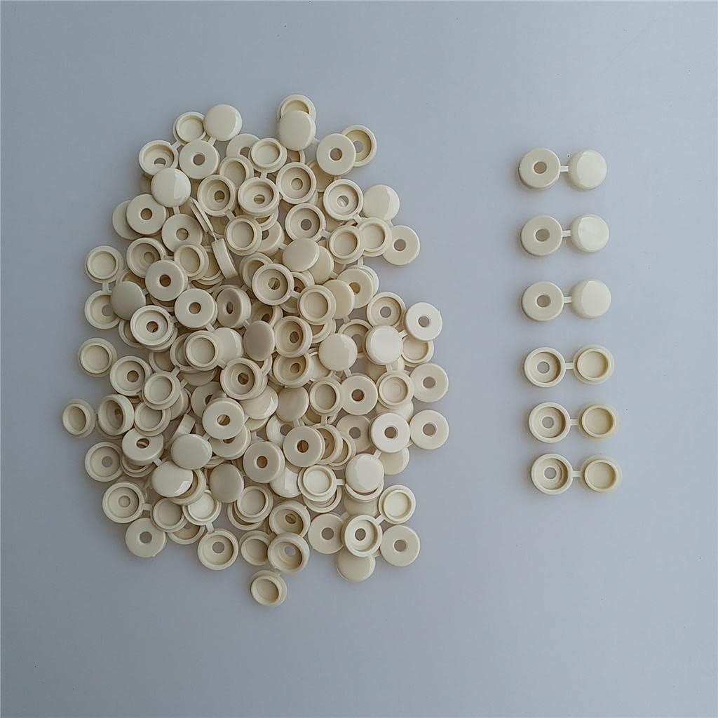 100Pcs Plastic Hinged Screw Cover Fold Part for Car Home Decor - Beige, 4.1mm