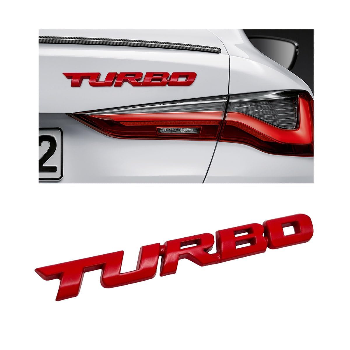 YDSTNiu 2 pack turbo emblem badge for BMW 6er Cabrio (F12 Bj.2011-2018), metal car tail side body logo sticker styling replacement decal trim,Red