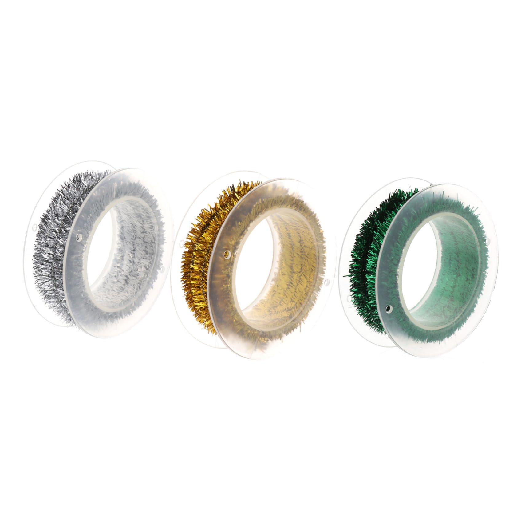 Garneck Metallic Wire Wool Strips Decorative Christmas Tinsel 3 Rolls for Holiday Decorations Random Color