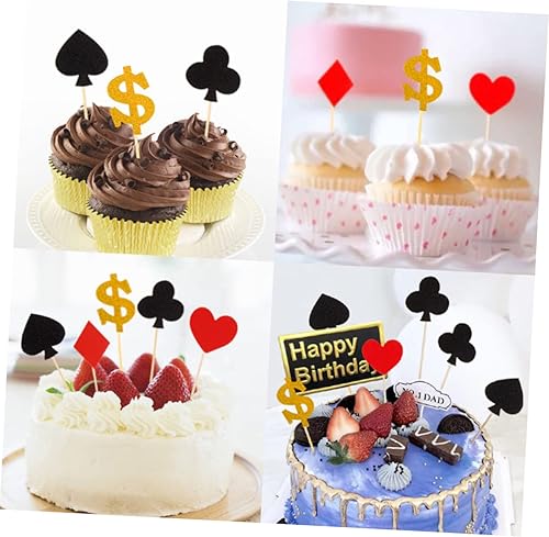 Miniatura 5 de Decoración de pastel con temática de póquer, 27 piezas, decoración de corazón, selección de pastel de frutas, papel para tartas, sombrero superior,