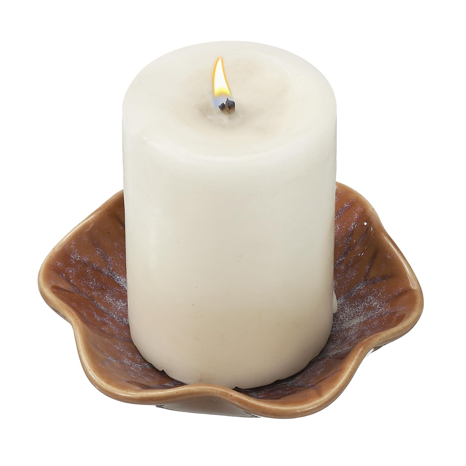 sourcing map Candle Holder Plates, 4 Inch Ceramic Candle Tray Tealight Incense Holder Dish Candlestick for Tea Light Aromatherapy Wedding Rustic Vintage Home Decor, Lotus Leaf Purple