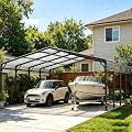 AirWire 20x20 FT Metal Carport, Heavy Duty Car Port Canopy with Reinforced Base and Galvanized Steel Roof & Frame, 2 Car Garage Shelter for Car, Boats and Trucks
