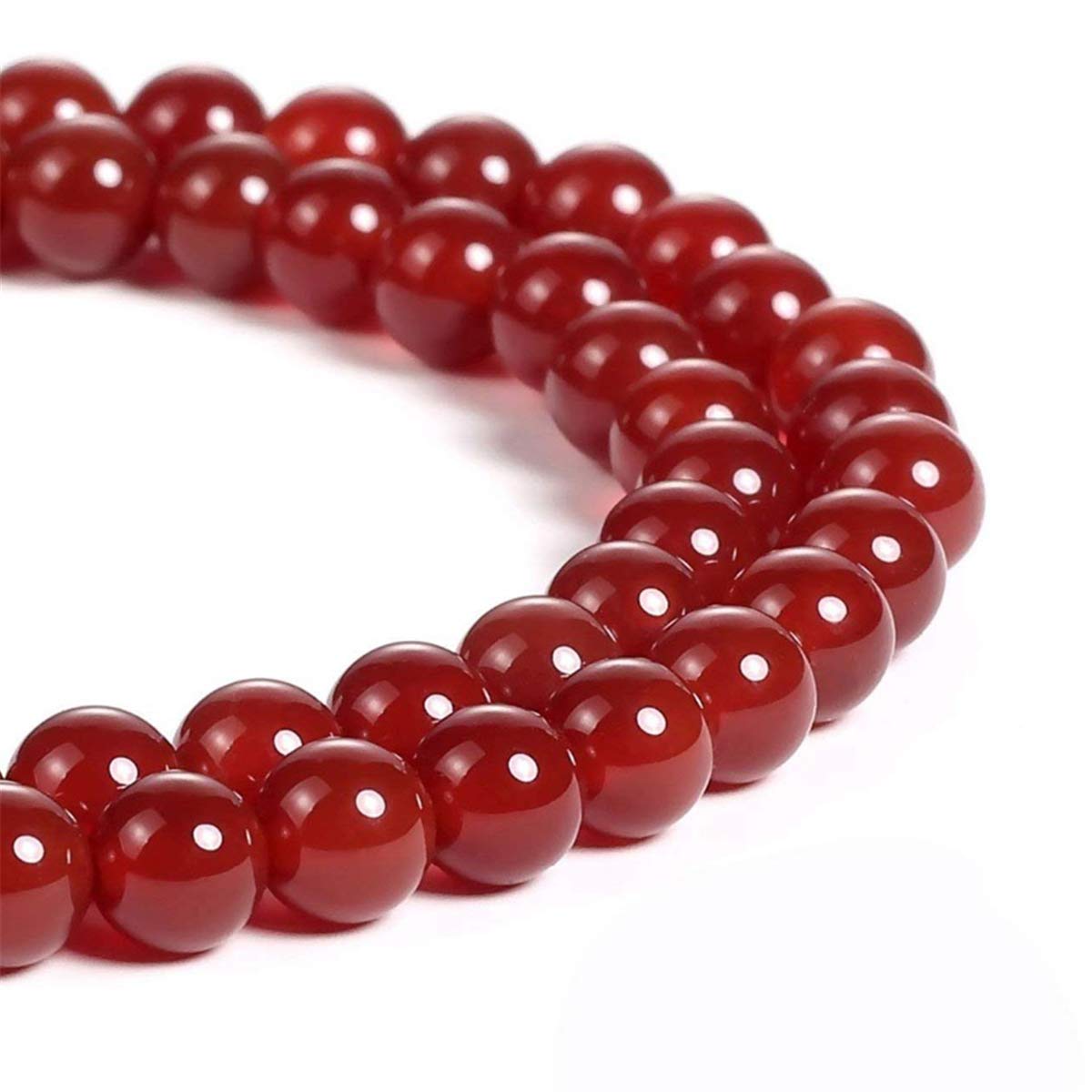 favoramuletfavoramulet 8mm 7 Chakra Loose Round Stone Bead for Jewelry Making DIY Craft 15" Strand Red K300706