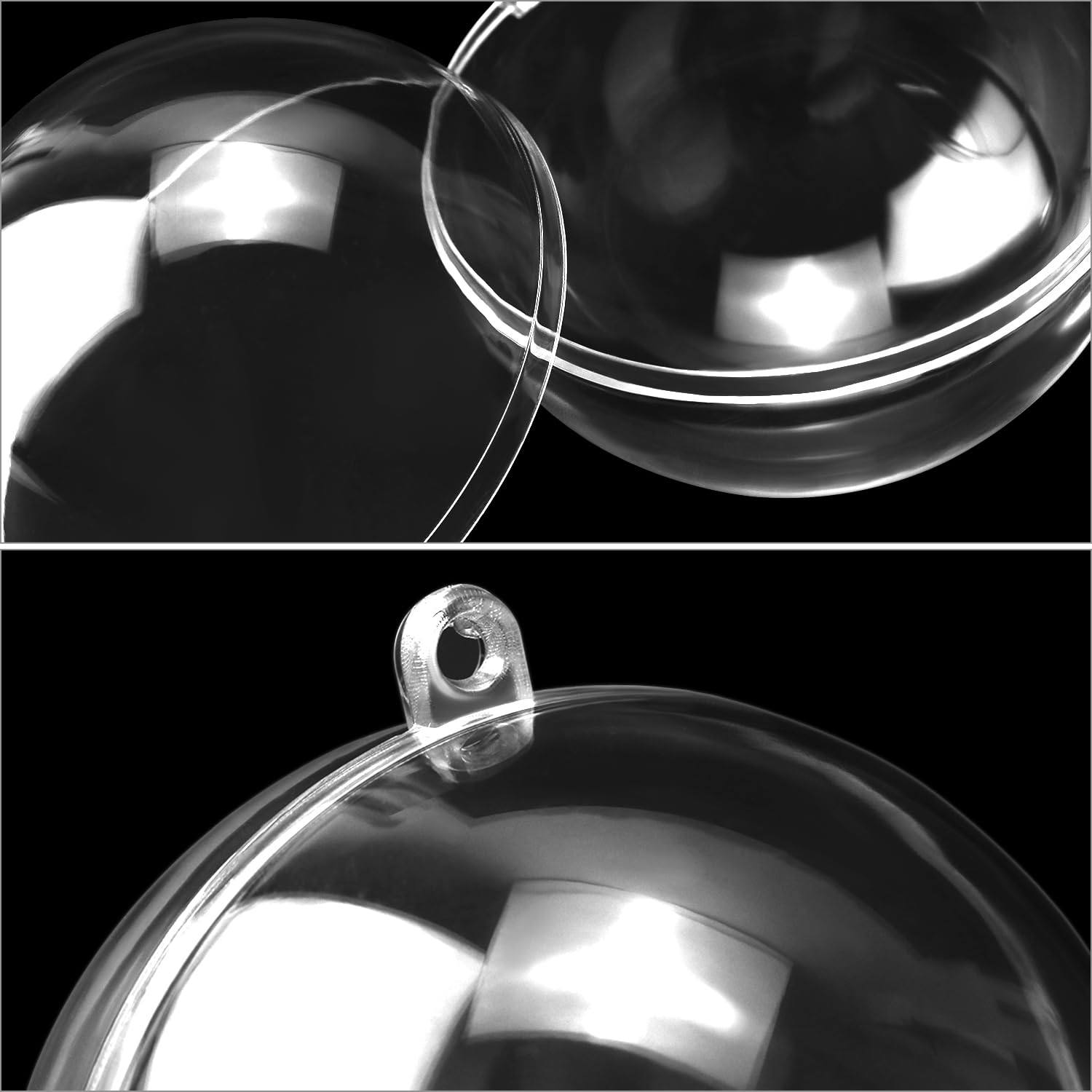 QWORK® 20 pièces Boules en Plastique Transparentes, Ø8 cm Boule de Noel, Boules en Plastique à remplir