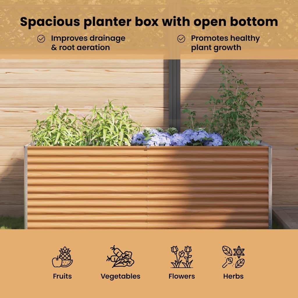 vidaXL Jardinière surélevée 390 x 50 x 68 cm Acier galvanisé, Bac à Fleurs pour Jardin et terrasse, Plats en Acier durables, déco extérieure pour espaces urbains