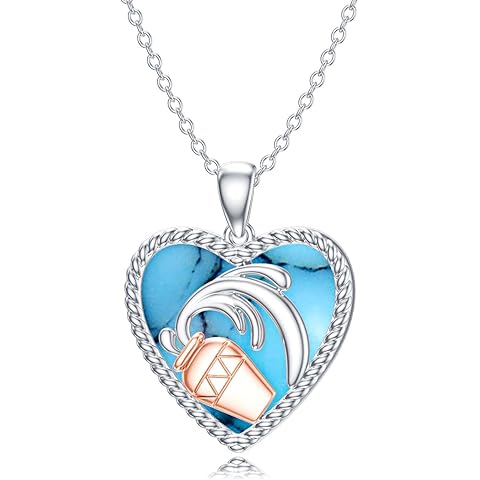 LONAGO 12 Zodiac Sign Necklace 925 Sterling Silver Constellation Astrology Horoscope with Created Turquoise Pendant Necklace