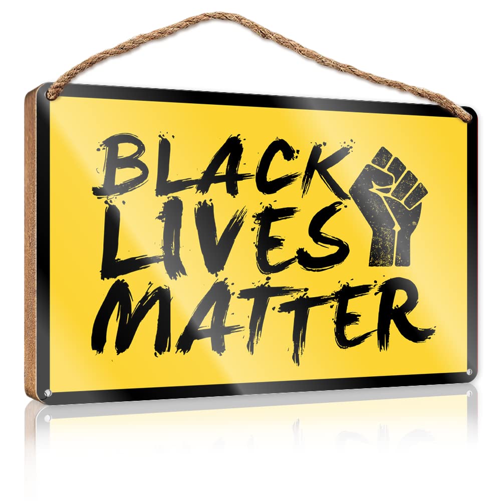 DTHA Sign Wooden Hanging Black Lives Matter Blm Wooden Sign Kitchen Wall Sign Front Porch Decor(23X35CM)