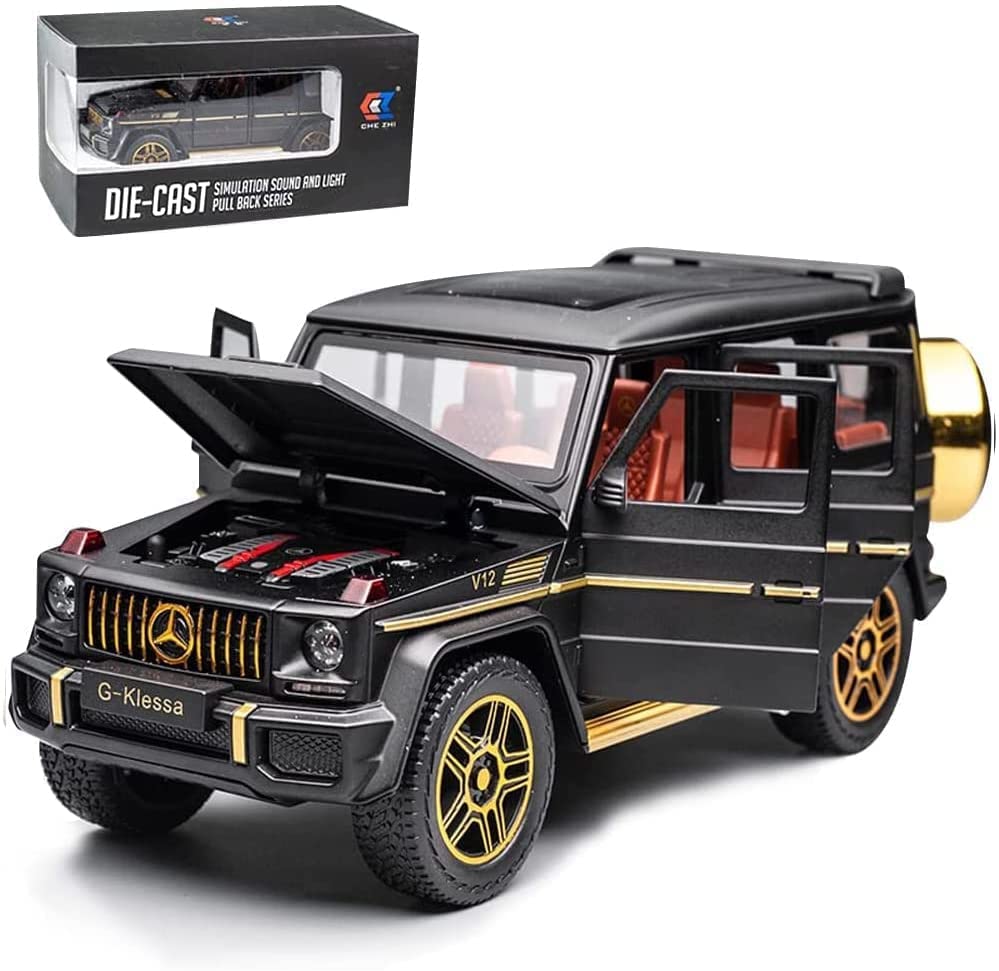 VARIYA ENTERPRISE Exquisite car Model 1/24 Benz G63 AMG Model Car, Zinc Alloy Pull Back Toy car with Sound and Light for Kids Boy Girl Gift (Black)
