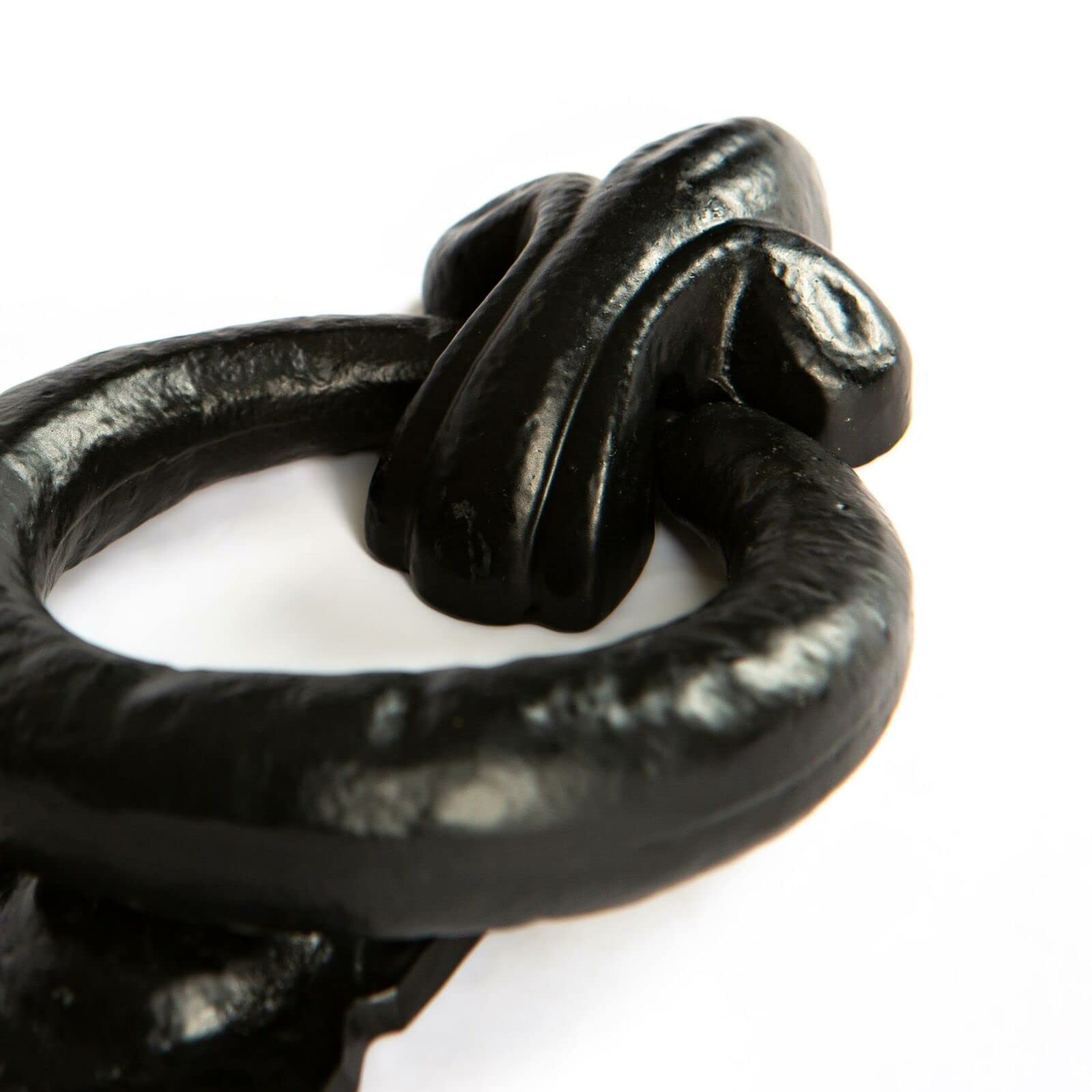 Fleur De LYS - Aldaba de puerta de anillo antiguo negro, aldaba de anillo de hierro fundido, aldaba tradicional de puerta delantera, aldaba de puerta de hierro negro rústico, aldaba de puerta negra