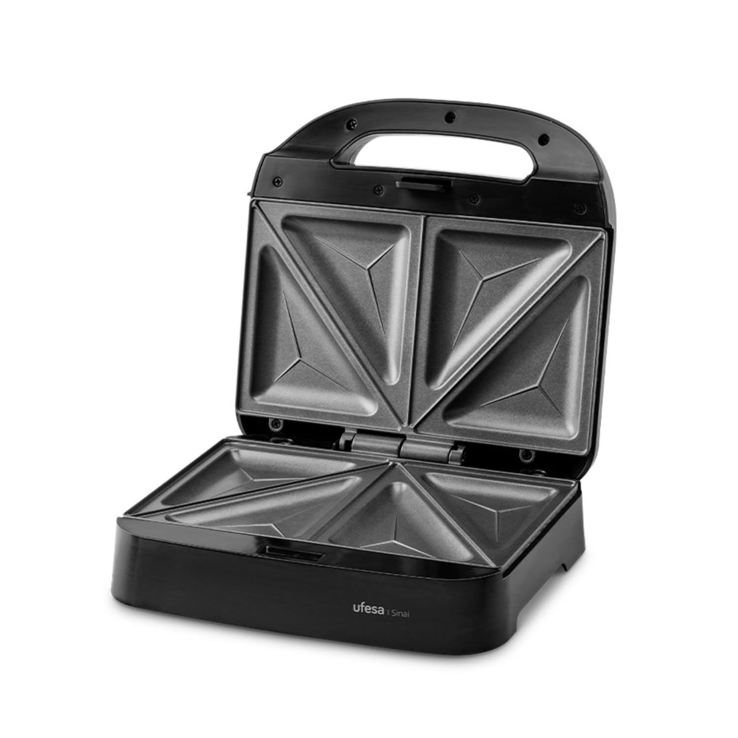 Ufesa Sandwichera Sinai 750W, 2 Sándwiches, Placas Triangulares Antiadherentes, Temperatura Automática, Compacta con Almacenamiento Vertical, Libre de PFOA, Cocina Saludable, Sistema Recogecables