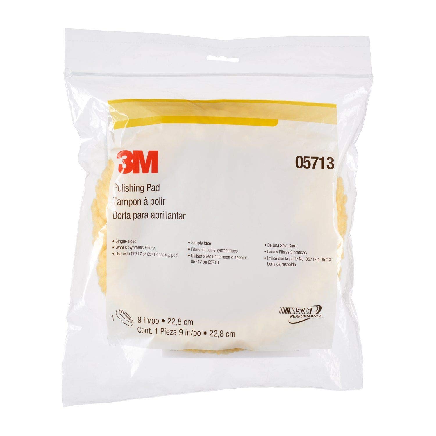 3M 05713 Almohadilla de Pulido de Lana de 9 Pulgadas, Caja de 6
