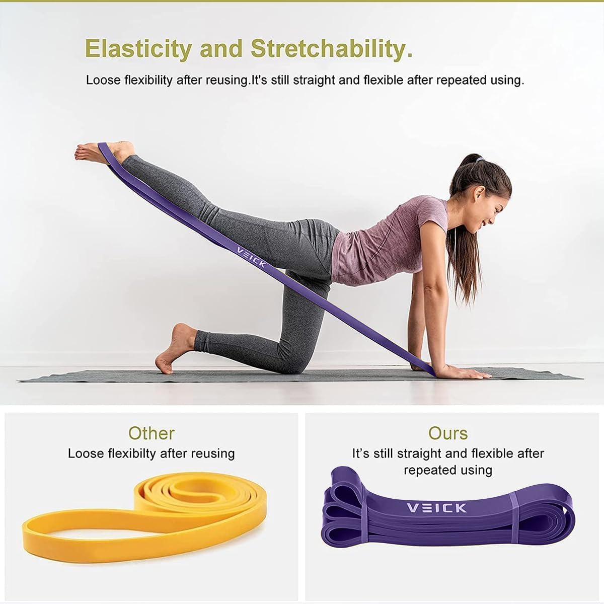 VEICK Fitnessbänder Widerstandsbänder Set Klimmzugband Fitnessband Bänder für Calisthenics Pilates, Physiotherapie, Stretching, Yoga, Heimgymnastik für Männer und Frauen