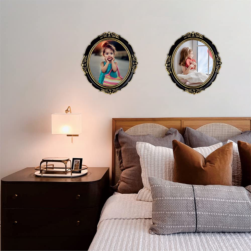 Tellyouwin 13x15 Vintage Oval Black Picture Frames, 13 By 15 Antique Picture Frames with Glass Front, 13 by 15 Vintage Picture Frames for Photo Display Home Decor (Black)