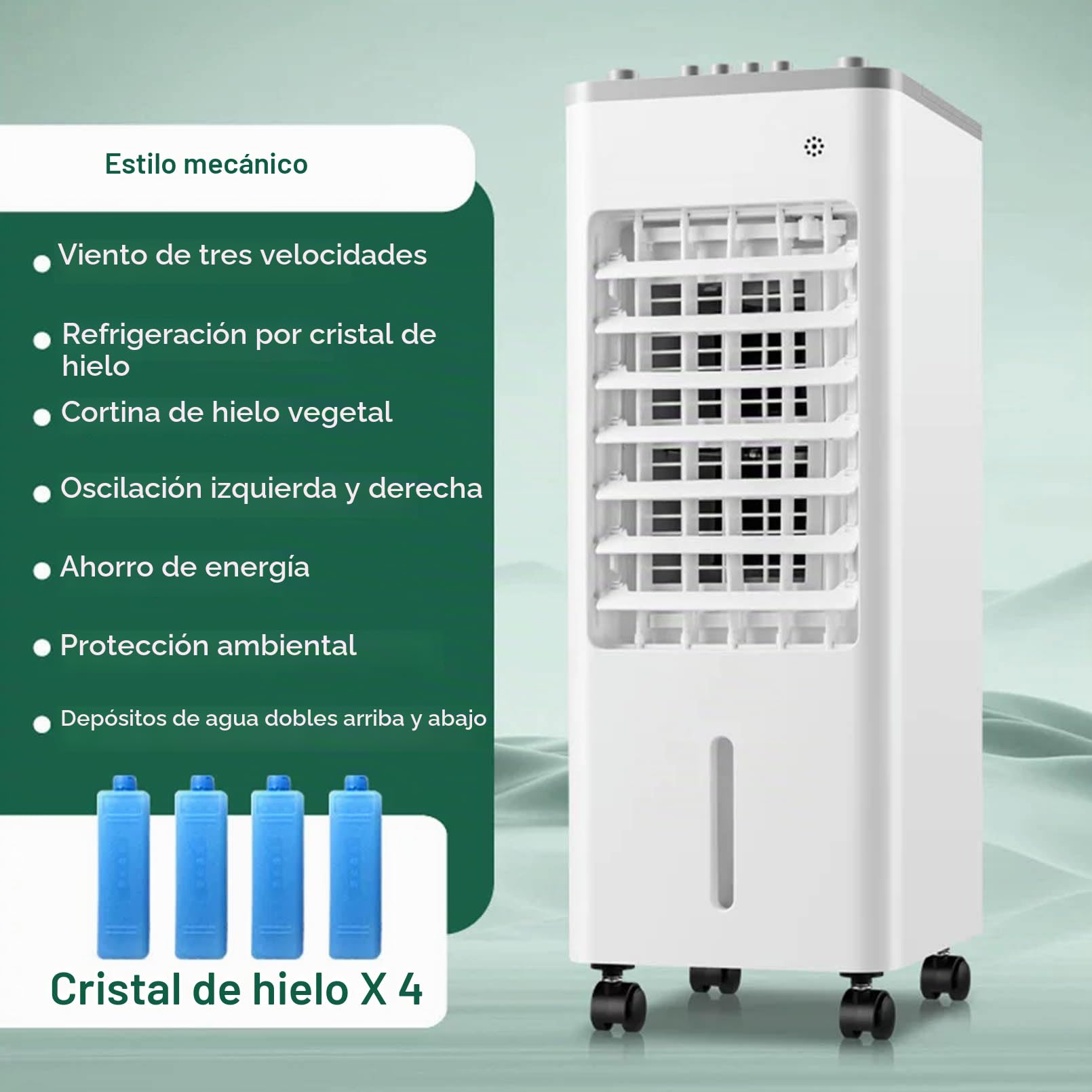 Aire Acondicionado Portátil Sin Ventana con Refrigeración por Evaporación, 9L, Display LED, Ventilador de Refrigeración, Purificador de Aire, 3 Velocidades,Oscilación de 90°,Temporizador de 8H
