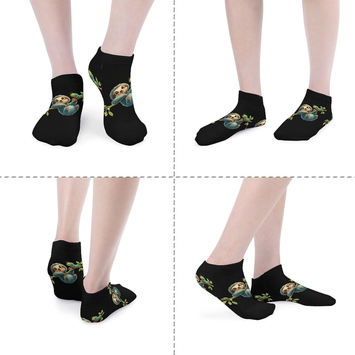 Funny Sloth Caterpillar Socks for Men Women 5 Pairs Ankle Socks